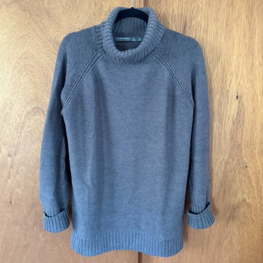 Icebreaker Women's Marino Wool Turtleneck Sweater - Taupe - Size L